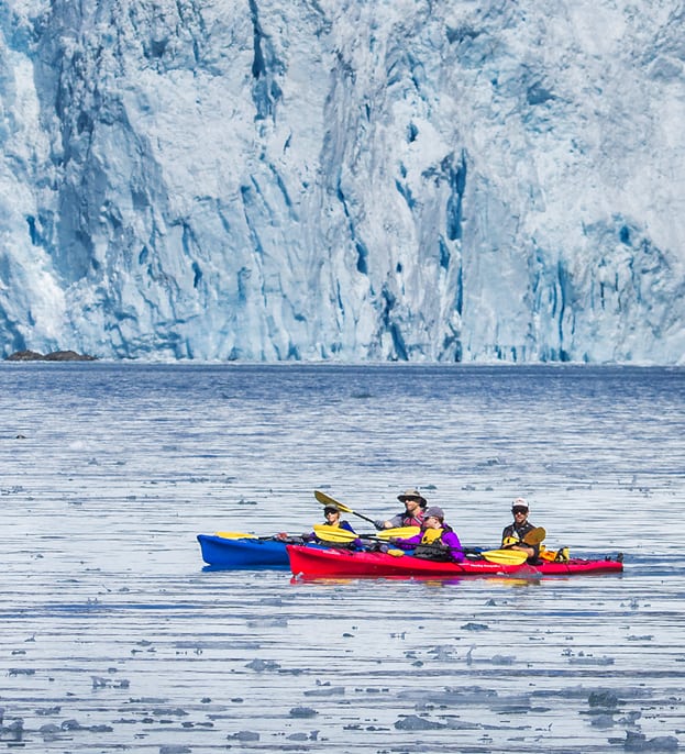 Sea Kayakers with Tidewater Glacier