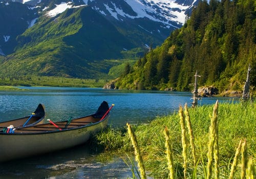 Canoes at Kenai Fjords Glacier Lodge
