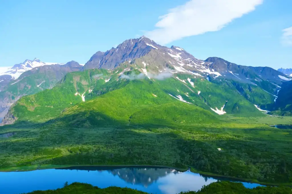 Elevated view of the mountains of Kenai Fjords National Park