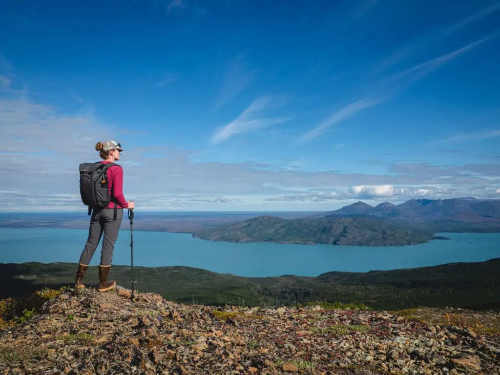 Hiking to an expansive view of Skilak Lake on the Alaska 11-Day Grand Adventure