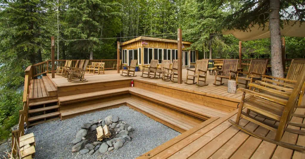 View of deck at Kenai Riverside Lodge