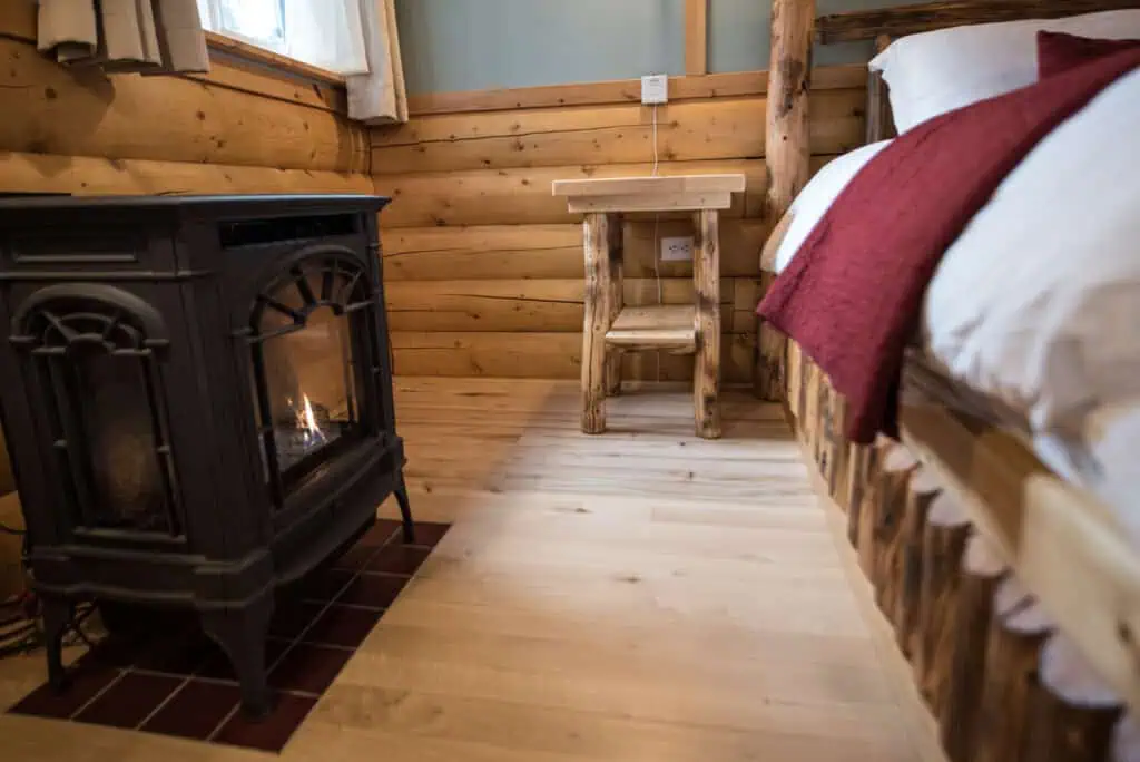 Stove in the Cabin at Tonglen Lake Lodge