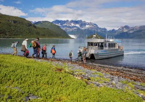 The Wild Lander drops guests off near Kenai Fjords Glacier Lodge