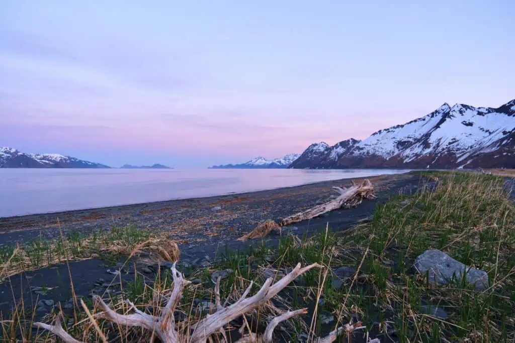 A moody sunset sky near Kenai Fjords Glacier Lodge.