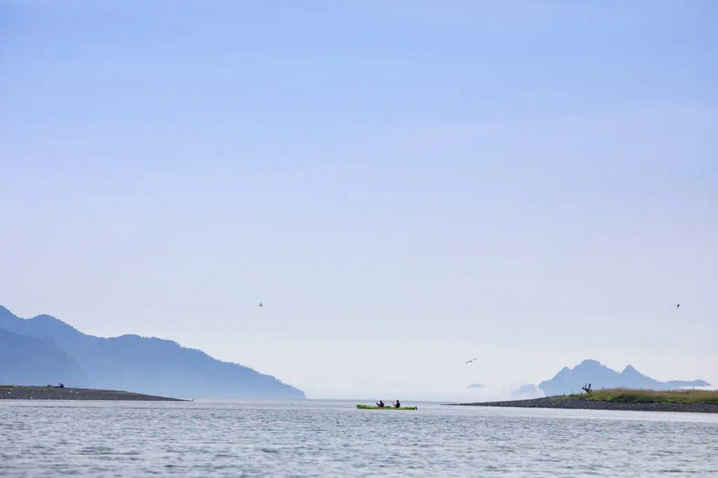 Kayaking near Kenai Fjords Glacier Lodge on the Alaska Coast to Denali Adventure